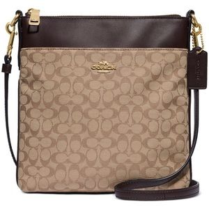 Coach 86095 Signature Brown/khaki Jacquard Kitt Messenger Crossbody